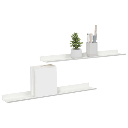 Wandplank met plank Wandgemonteerd 2 pcs Wit 60 x 9 x 2,5 cm
