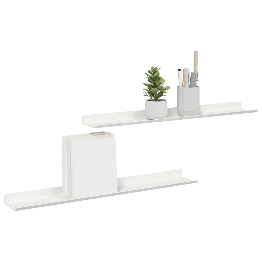 Wandplank met plank Wandgemonteerd 2 pcs Wit 60 x 9 x 2,5 cm