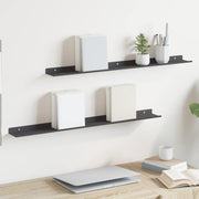 Wandplank staal 80x9x2.5 cm zwart 2 stuks