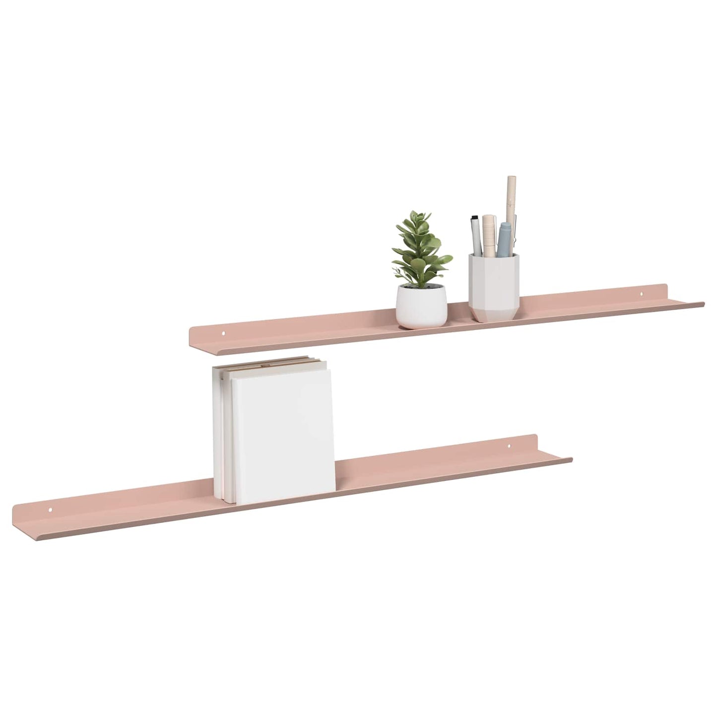 Wandplank met plank Wandgemonteerd 2 pcs Roze 80 x 9 x 2,5 cm