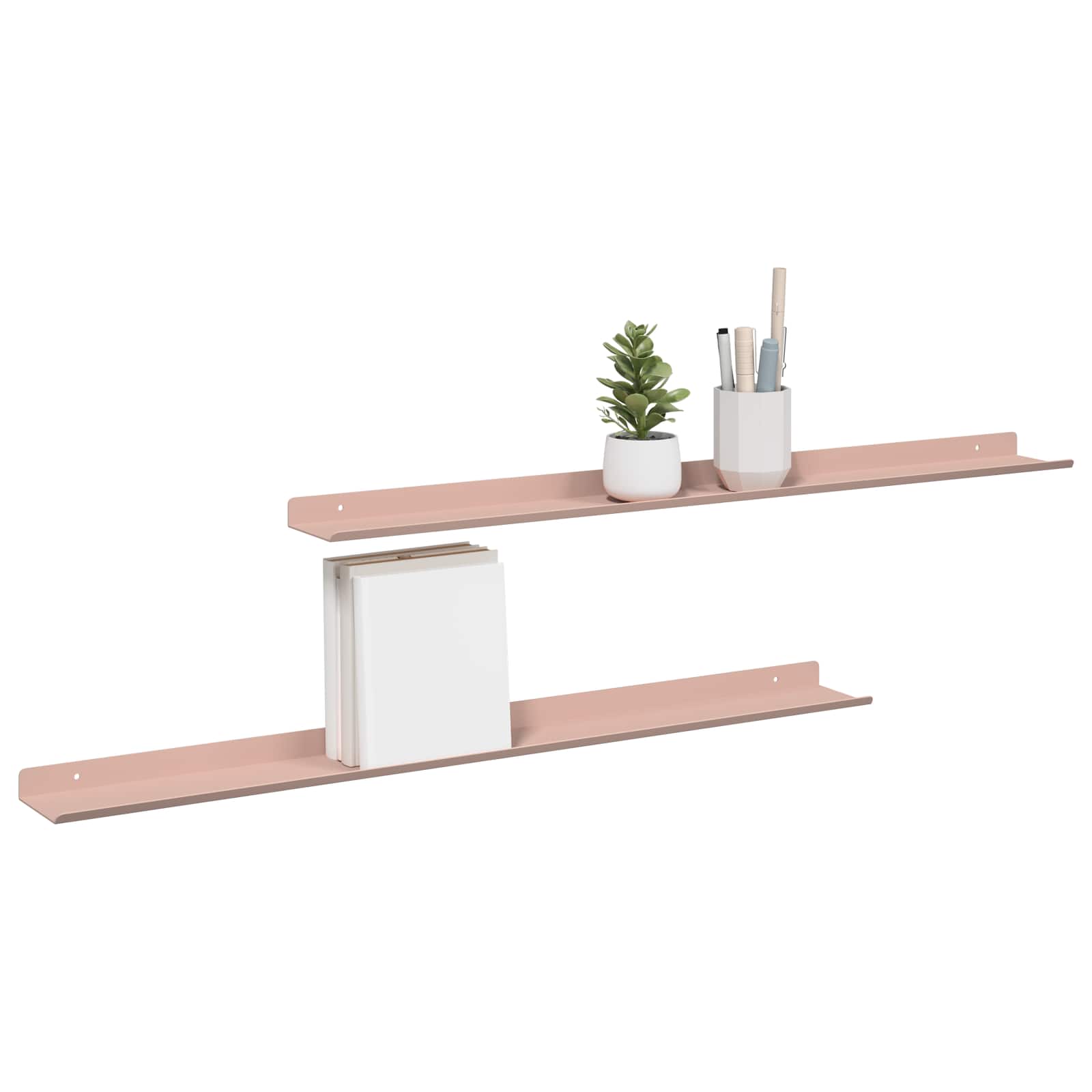 Wandplank met plank Wandgemonteerd 2 pcs Roze 80 x 9 x 2,5 cm