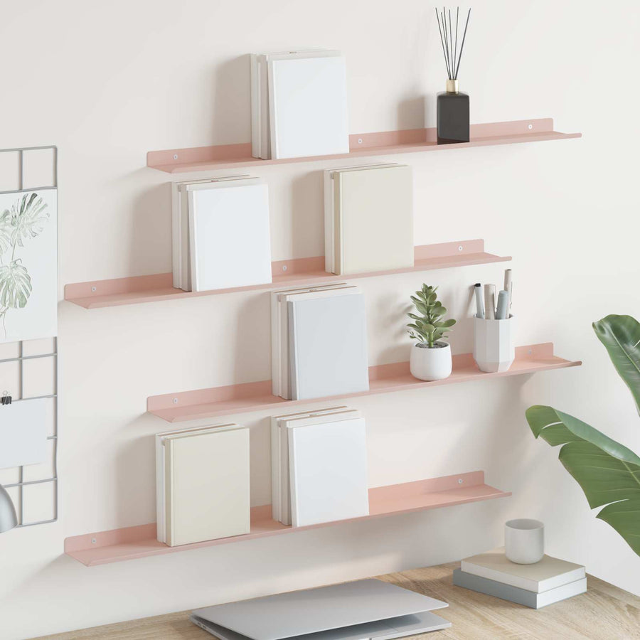 Wandplank met plank Wandgemonteerd 4 pcs Roze 80 x 9 x 2,5 cm