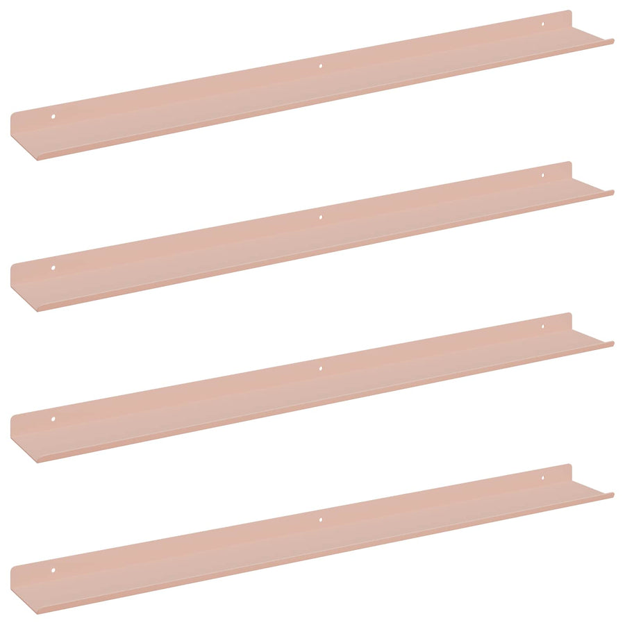 Wandplank met plank Wandgemonteerd 4 pcs Roze 80 x 9 x 2,5 cm