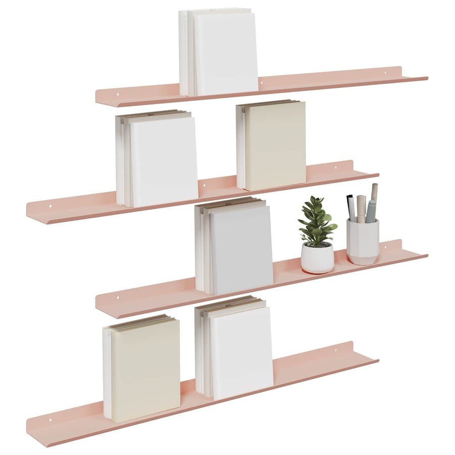 Wandplank met plank Wandgemonteerd 4 pcs Roze 80 x 9 x 2,5 cm