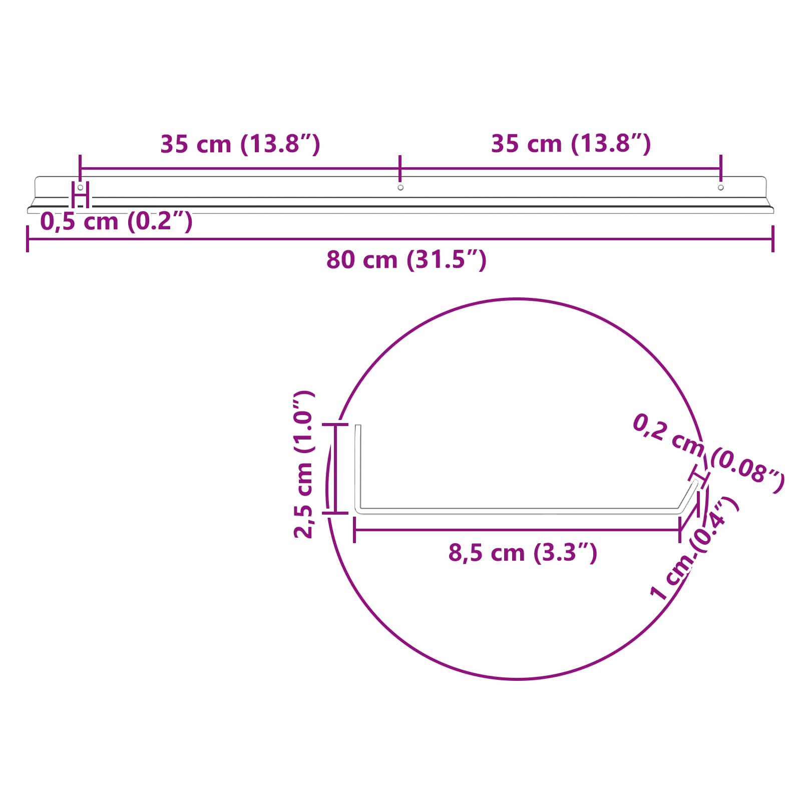 Wandplank met plank Wandgemonteerd 4 pcs Roze 80 x 9 x 2,5 cm