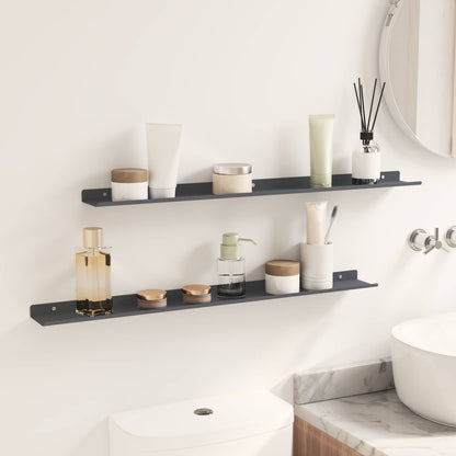Wandplank met plank met opslag 2 pcs Antraciet 80 x 9 x 2,5 cm