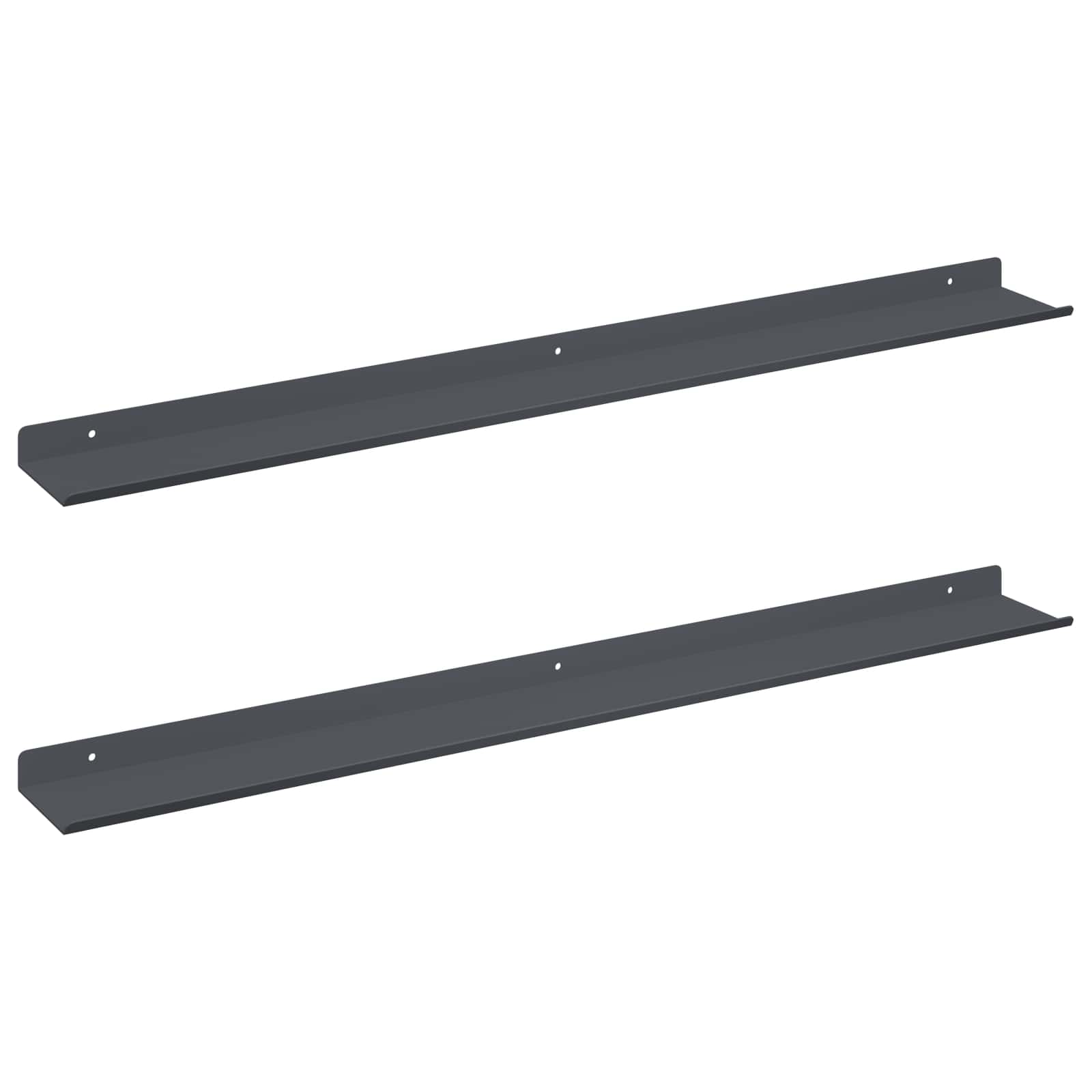 Wandplank met plank met opslag 2 pcs Antraciet 80 x 9 x 2,5 cm
