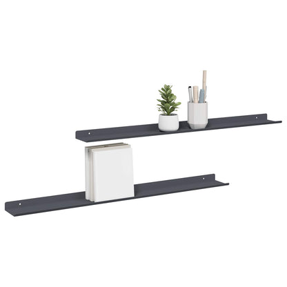 Wandplank met plank met opslag 2 pcs Antraciet 80 x 9 x 2,5 cm