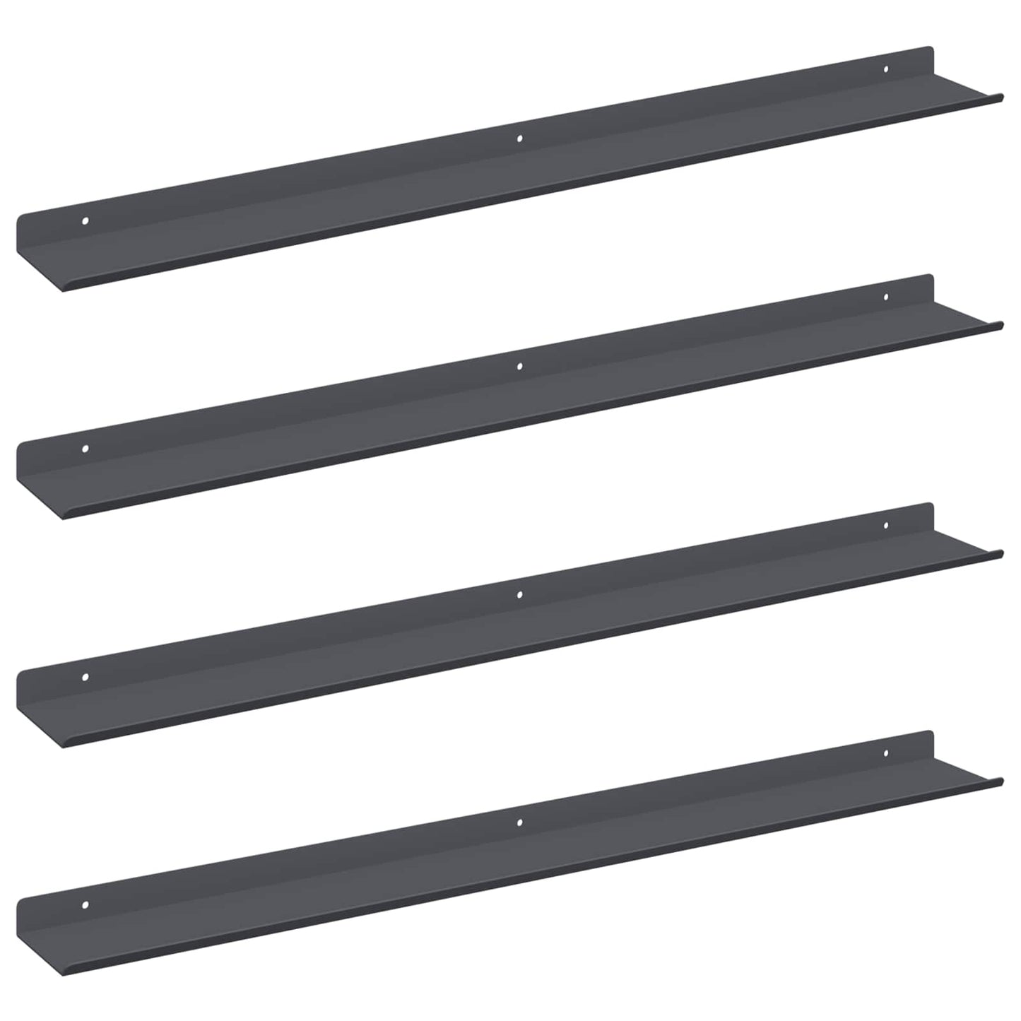 Wandplank met plank met opslag 4 pcs Antraciet 80 x 9 x 2,5 cm
