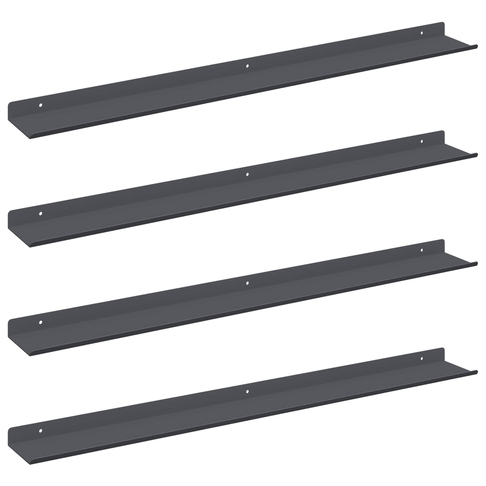 Wandplank met plank met opslag 4 pcs Antraciet 80 x 9 x 2,5 cm