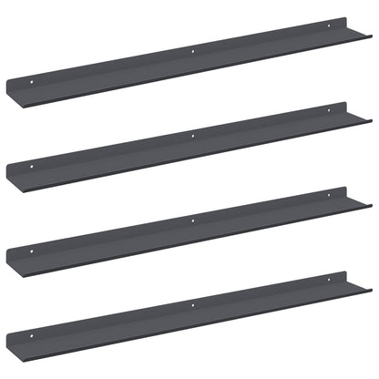 Wandplank met plank met opslag 4 pcs Antraciet 80 x 9 x 2,5 cm