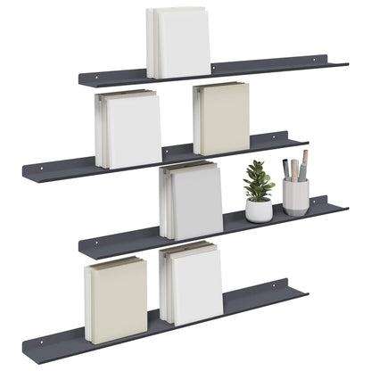 Wandplank met plank met opslag 4 pcs Antraciet 80 x 9 x 2,5 cm