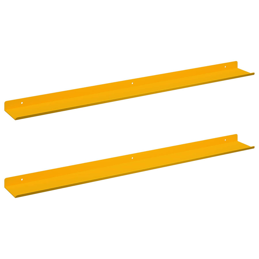 Wandplank met plank 2 pcs Mosterdgeel 80 x 9 x 2,5 cm