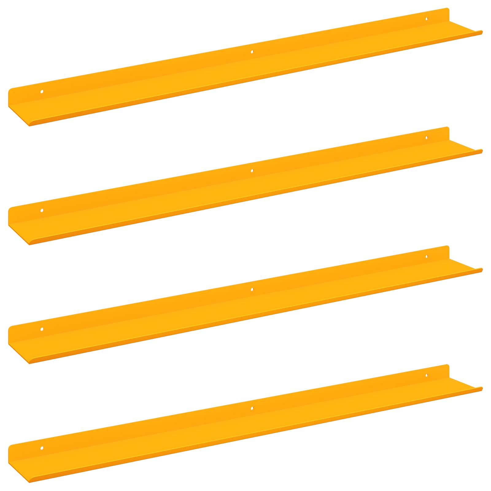 Wandplank met plank 4 pcs Mosterdgeel 80 x 9 x 2,5 cm