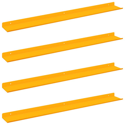 Wandplank met plank 4 pcs Mosterdgeel 80 x 9 x 2,5 cm
