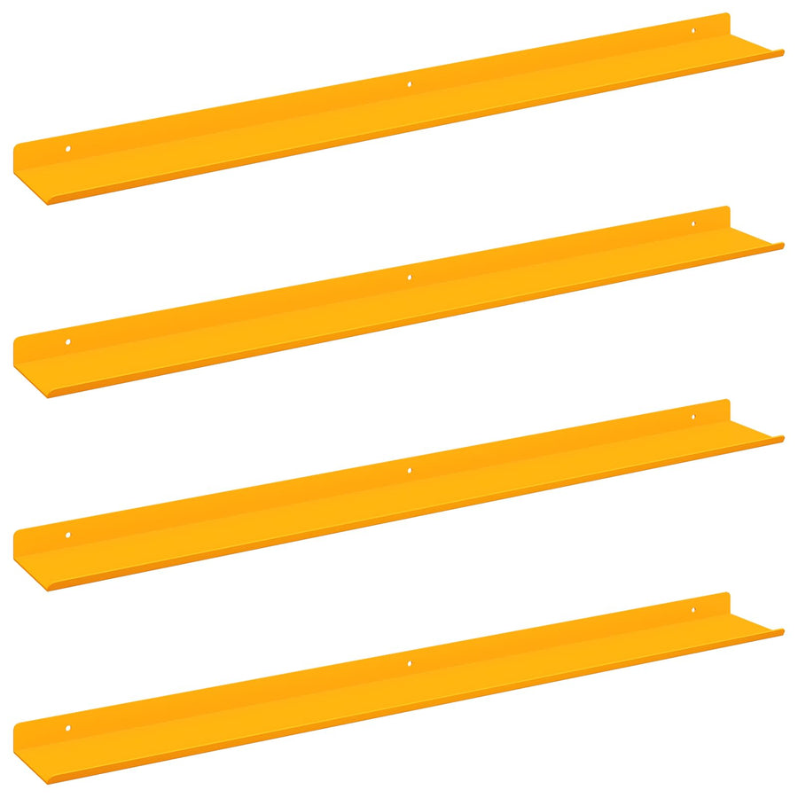 Wandplank met plank 4 pcs Mosterdgeel 80 x 9 x 2,5 cm