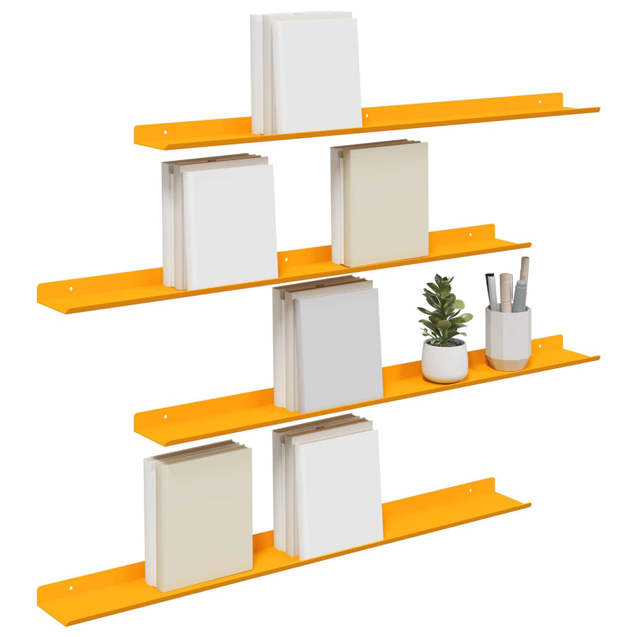 Wandplank met plank 4 pcs Mosterdgeel 80 x 9 x 2,5 cm