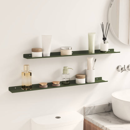 Wandplank met plank 2 pcs Olijf Groen 80 x 9 x 2,5 cm