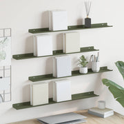 Wandplank 80x9x2.5 cm staal olijf groen (4 stuks)