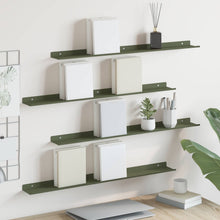 Wandplank met plank 4 pcs Olijf Groen 80 x 9 x 2,5 cm