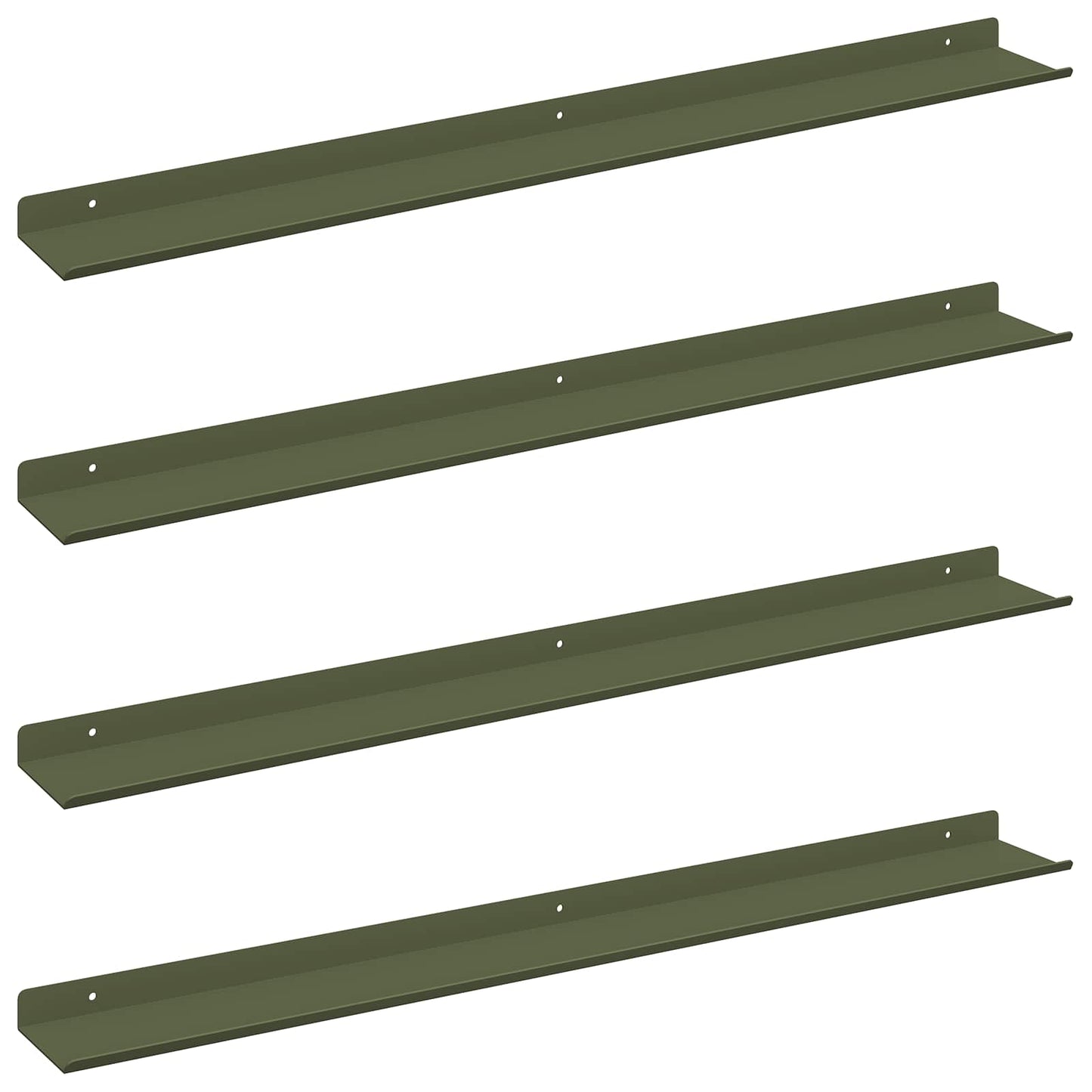 Wandplank met plank 4 pcs Olijf Groen 80 x 9 x 2,5 cm