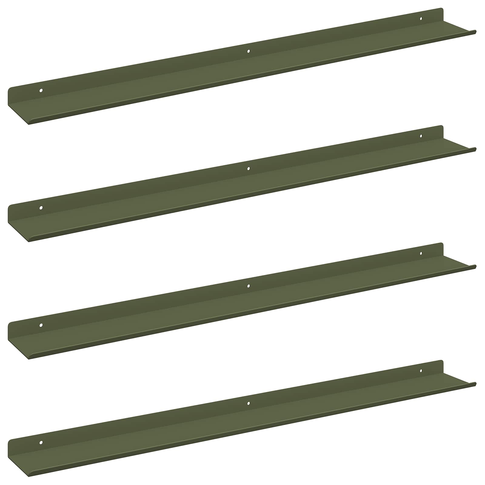 Wandplank met plank 4 pcs Olijf Groen 80 x 9 x 2,5 cm