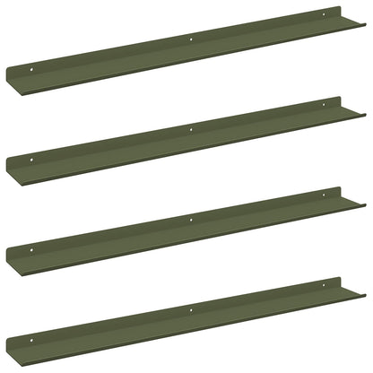 Wandplank met plank 4 pcs Olijf Groen 80 x 9 x 2,5 cm