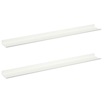 Wandplank met plank Wandgemonteerd 2 pcs Wit 80 x 9 x 2,5 cm