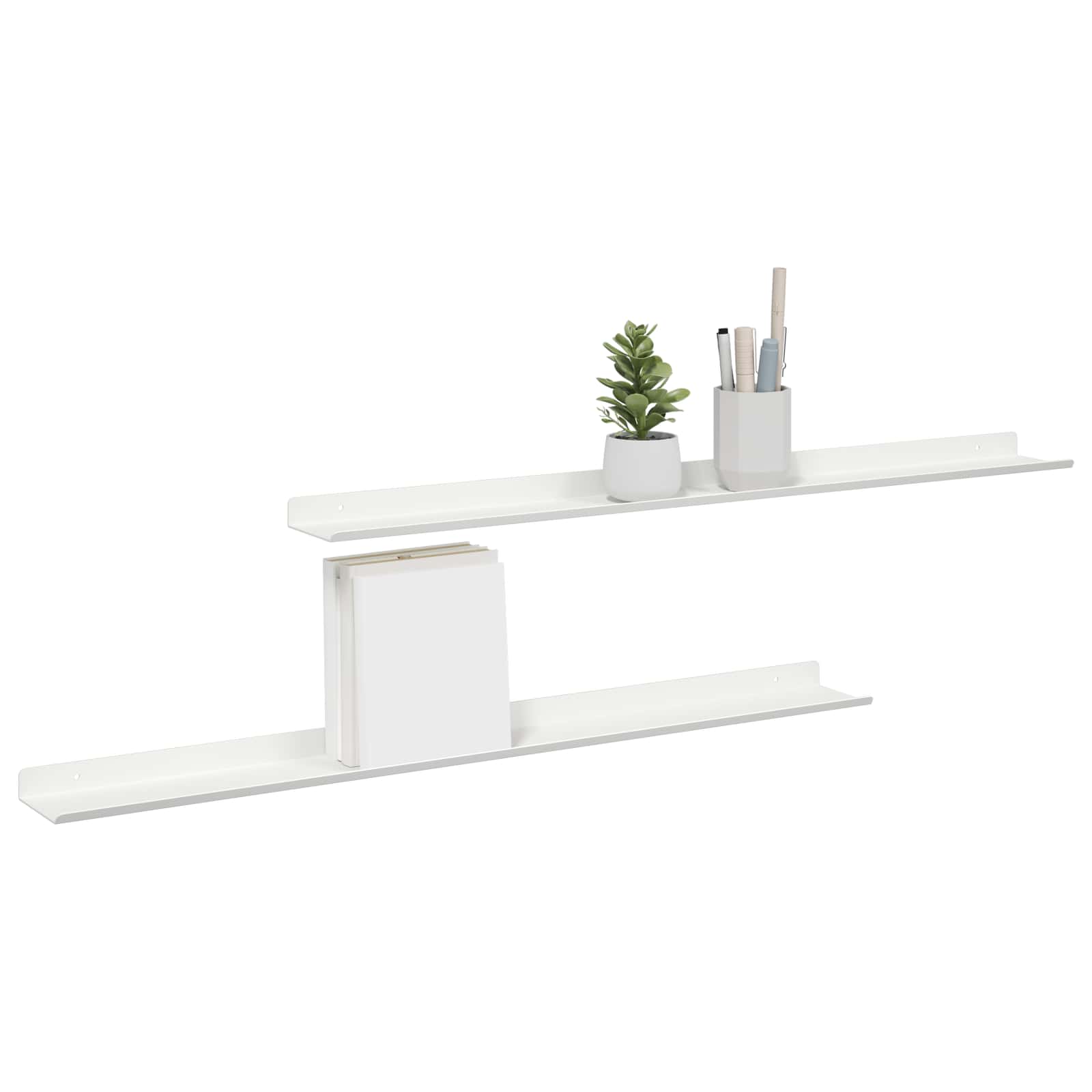 Wandplank met plank Wandgemonteerd 2 pcs Wit 80 x 9 x 2,5 cm