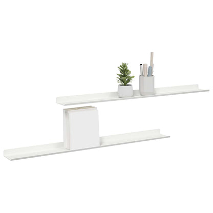 Wandplank met plank Wandgemonteerd 2 pcs Wit 80 x 9 x 2,5 cm