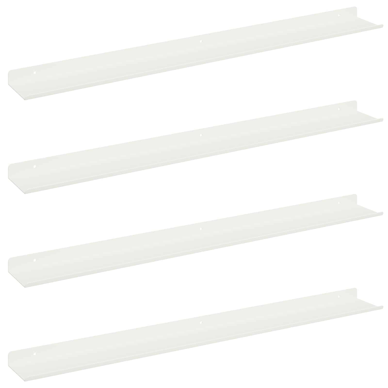 Wandplank met plank Wandgemonteerd 4 pcs Wit 80 x 9 x 2,5 cm