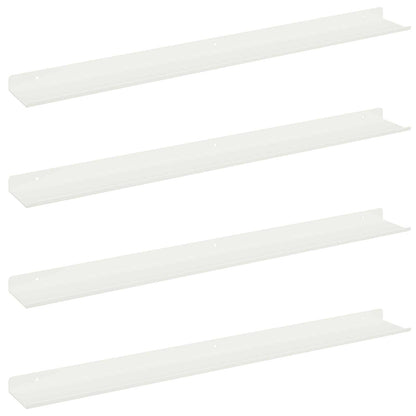 Wandplank met plank Wandgemonteerd 4 pcs Wit 80 x 9 x 2,5 cm