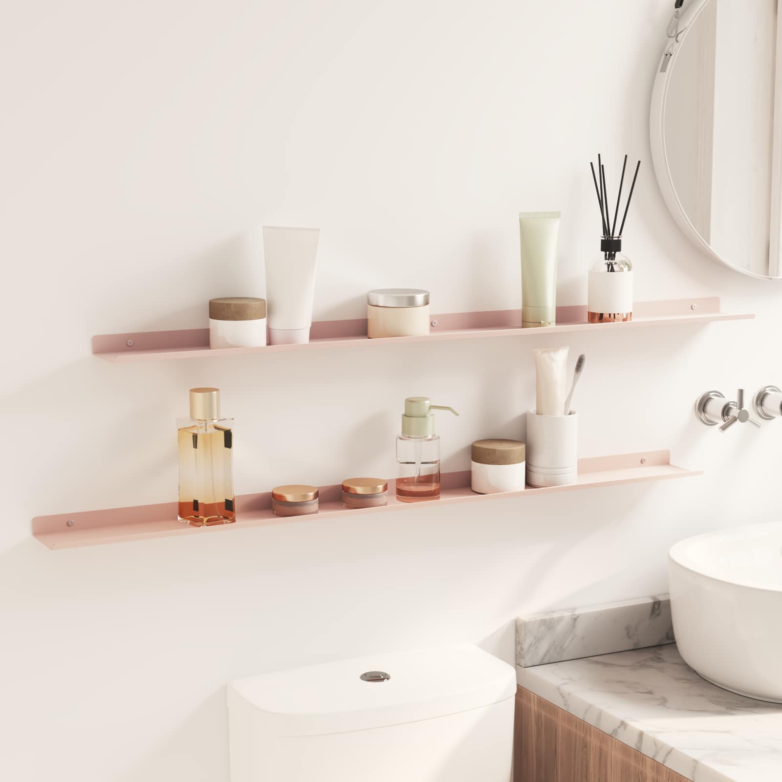 Wandplank met plank Wandgemonteerd 2 pcs Roze 100 x 9 x 2,5 cm