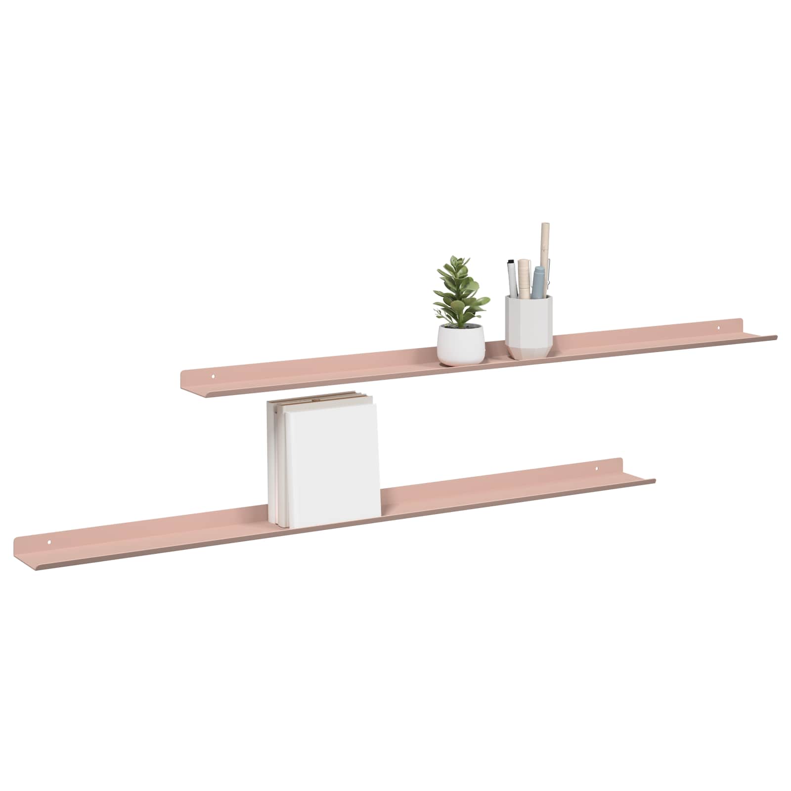 Wandplank met plank Wandgemonteerd 2 pcs Roze 100 x 9 x 2,5 cm