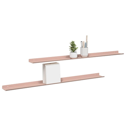 Wandplank met plank Wandgemonteerd 2 pcs Roze 100 x 9 x 2,5 cm