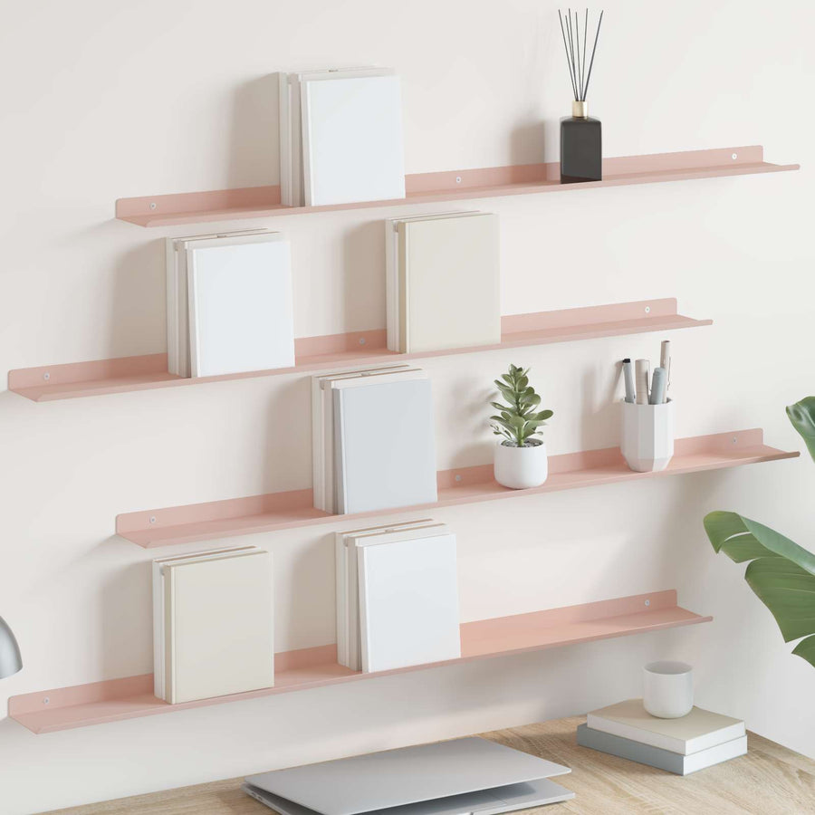 Wandplank met plank Wandgemonteerd 4 pcs Roze 100 x 9 x 2,5 cm