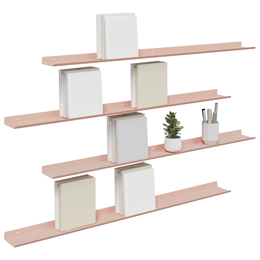 Wandplank met plank Wandgemonteerd 4 pcs Roze 100 x 9 x 2,5 cm
