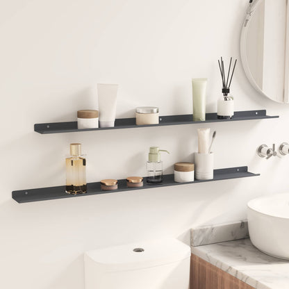 Wandplank met plank met opslag 2 pcs Antraciet 100 x 9 x 2,5 cm
