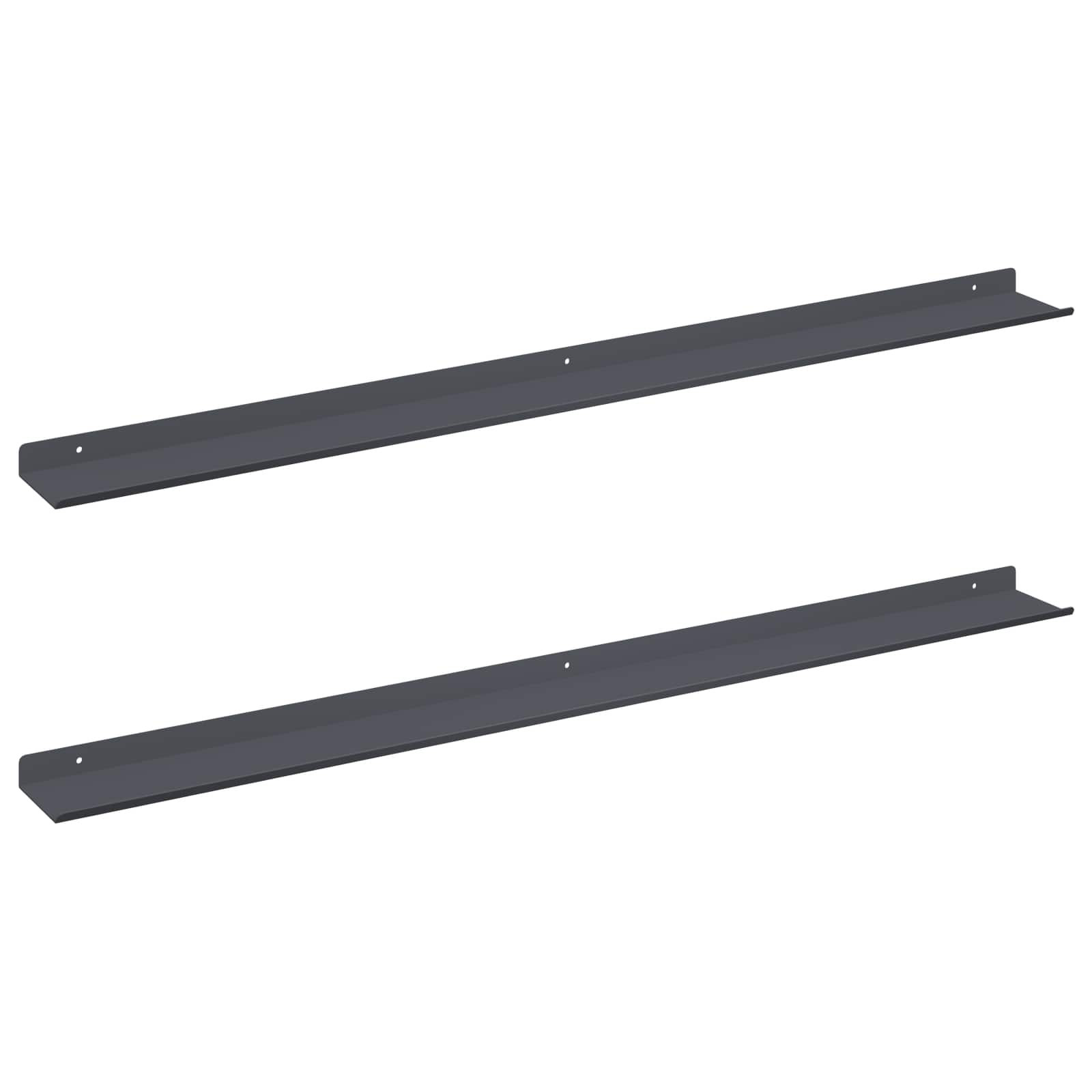 Wandplank met plank met opslag 2 pcs Antraciet 100 x 9 x 2,5 cm