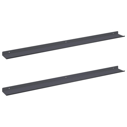 Wandplank met plank met opslag 2 pcs Antraciet 100 x 9 x 2,5 cm