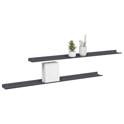Wandplank met plank met opslag 2 pcs Antraciet 100 x 9 x 2,5 cm