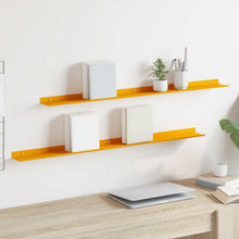 Wandplank met plank 2 pcs Mosterdgeel 100 x 9 x 2,5 cm