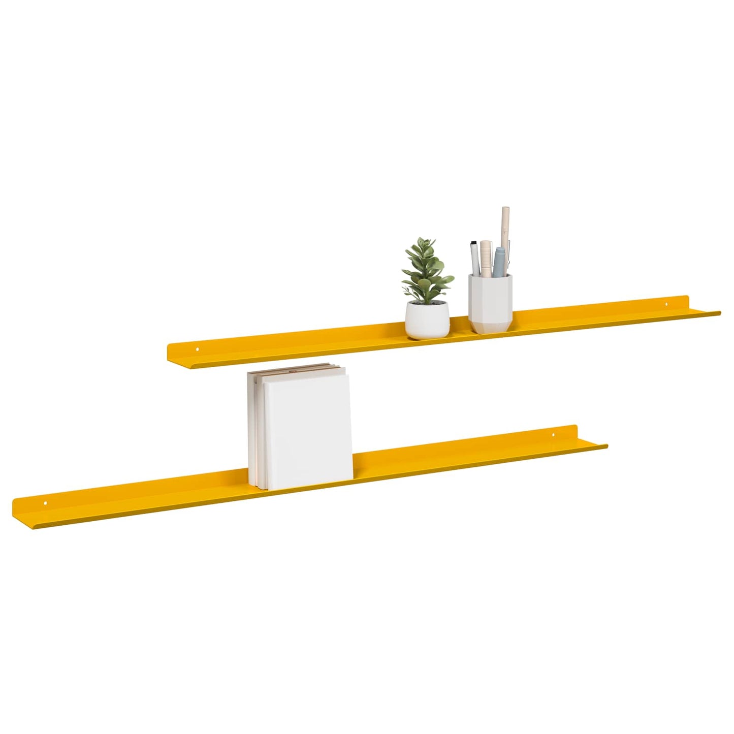 Wandplank met plank 2 pcs Mosterdgeel 100 x 9 x 2,5 cm