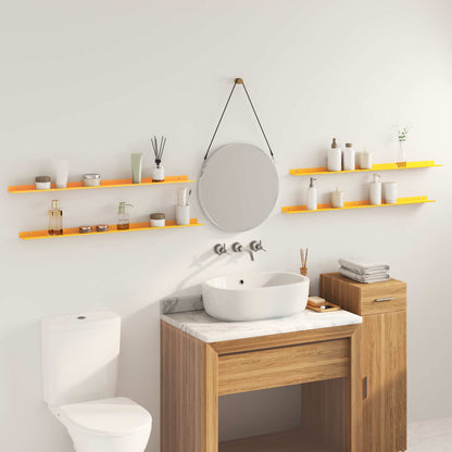 Wandplank met plank 4 pcs Mosterdgeel 100 x 9 x 2,5 cm