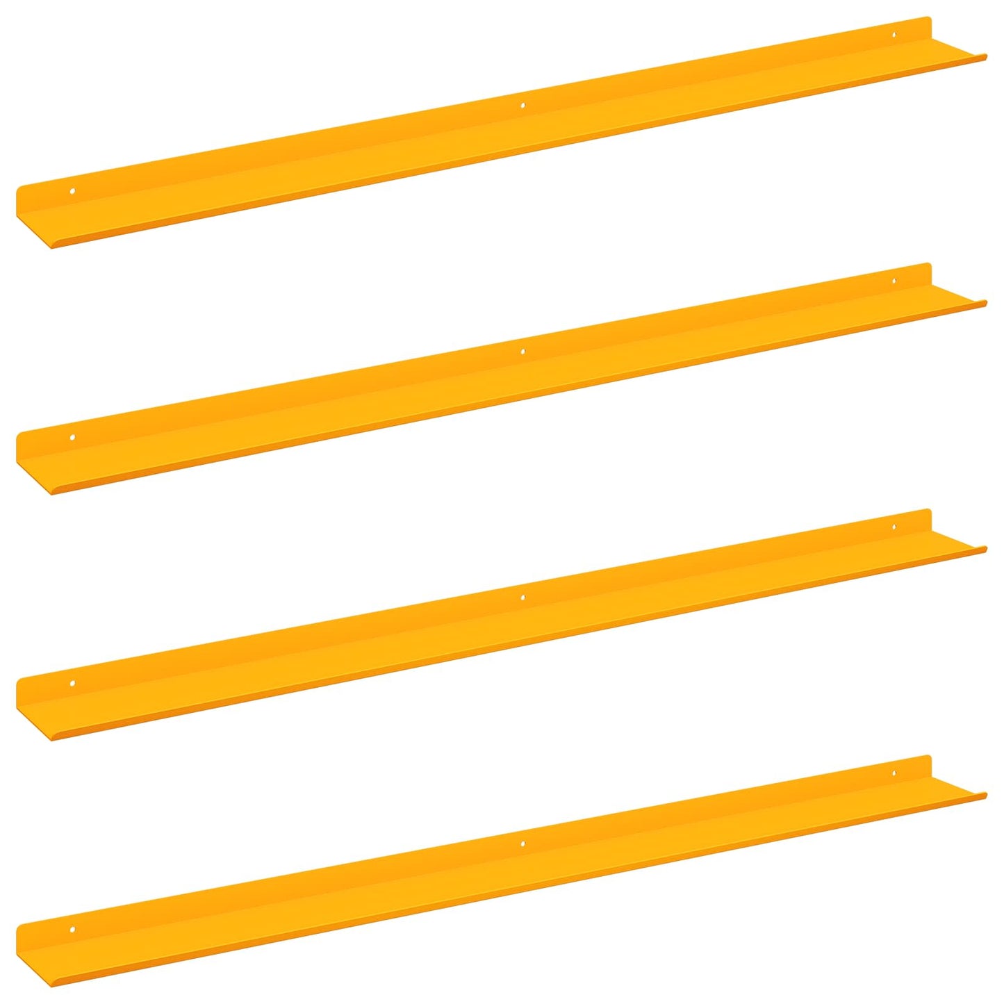Wandplank met plank 4 pcs Mosterdgeel 100 x 9 x 2,5 cm