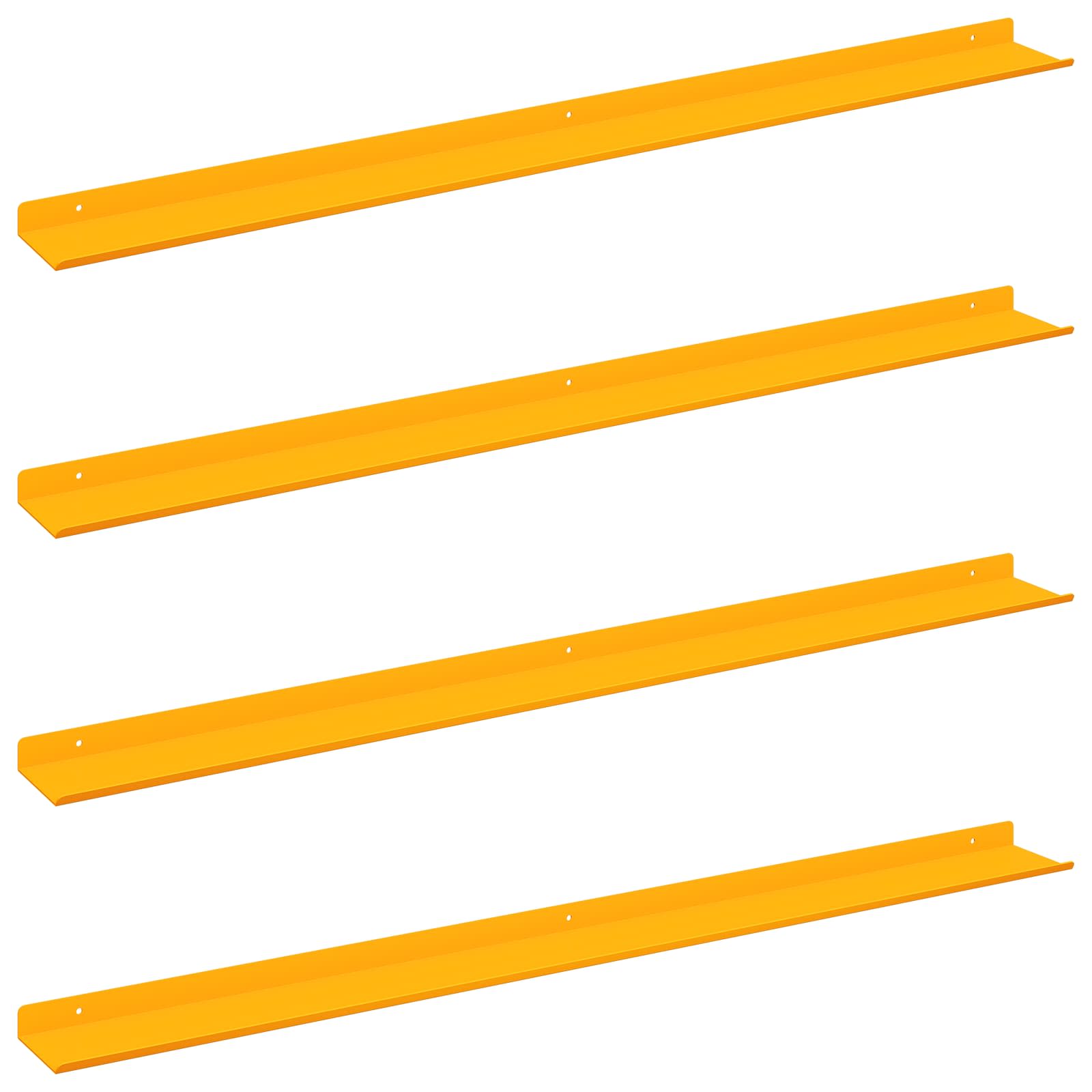 Wandplank met plank 4 pcs Mosterdgeel 100 x 9 x 2,5 cm