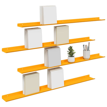 Wandplank met plank 4 pcs Mosterdgeel 100 x 9 x 2,5 cm