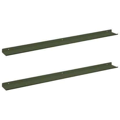 Wandplank met plank 2 pcs Olijf Groen 100 x 9 x 2,5 cm