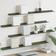 Wandplank 4 stuks 100x9x2,5 cm olijfgroen staal