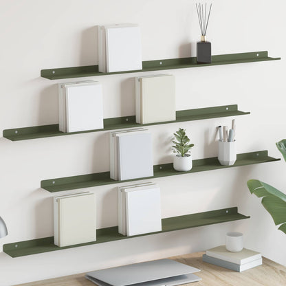 Wandplank met plank 4 pcs Olijf Groen 100 x 9 x 2,5 cm